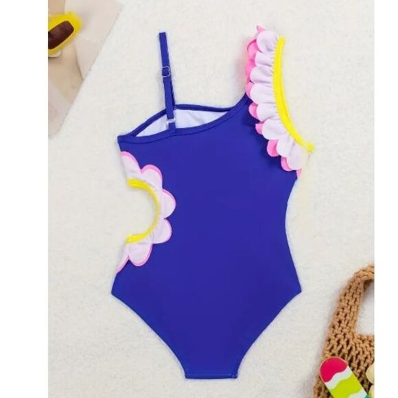 Girls Daisy Ruffle One Piece Swimsuit Bathing Suit - Picture 5 of 6
